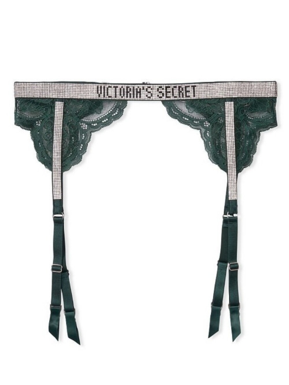 Victoria's secret very sexy green envy shine strap garter belt XSMALL SMALL